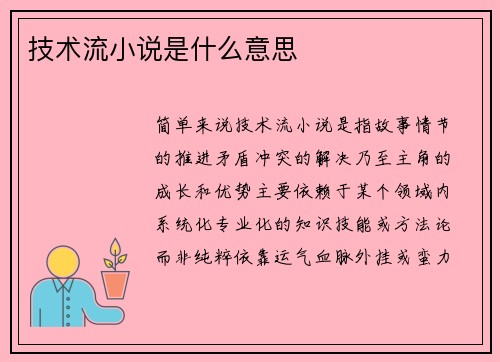 技术流小说是什么意思